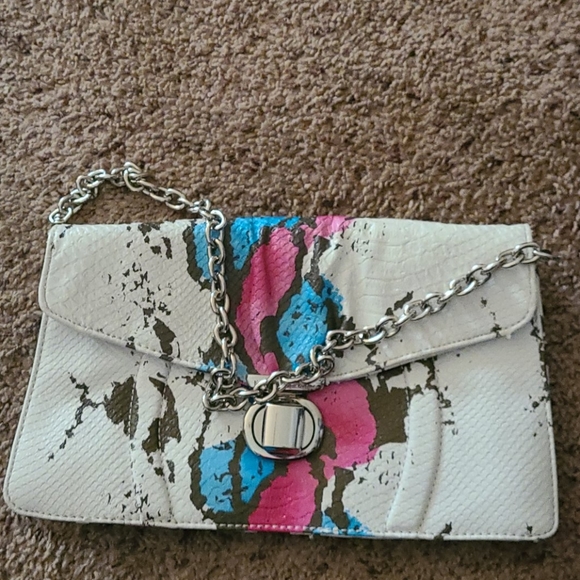 Kathy Van Zeeland Snake Print Chain Shoulder Bag - Picture 1 of 1